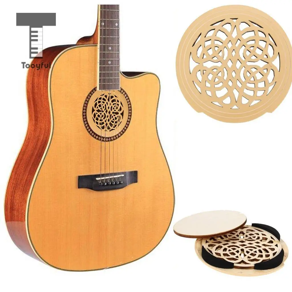 Tooyful Wood Acoustic Guitar Soundhole Cover Feedback Buster for 40'' 41'' Guitar Parts Accessories