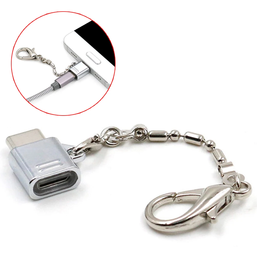 Micro USB Женский Тип C Мужской адаптер конвертер портативный металлический мини USB-C OTG адаптер с брелоком#5