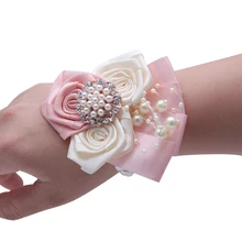 Artificial Bride Flowers Wrist Corsage Bridesmaid Sisters Hand flowers For Wedding Dancing Party Decor Bridal Prom artificial hand made flowers