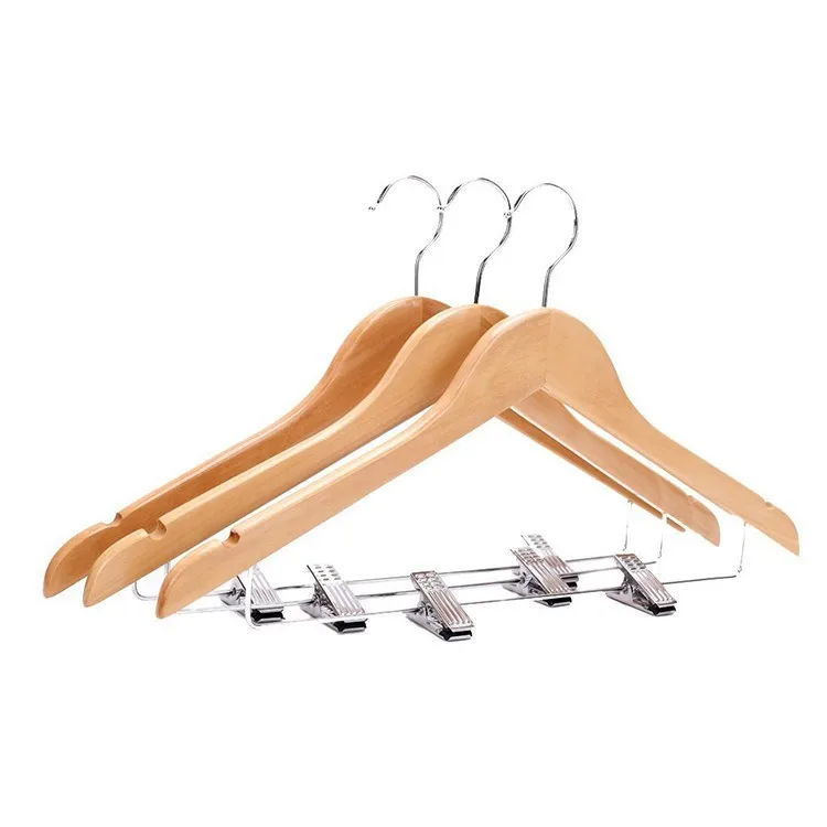 Hangerlink деревянные вешалки для костюмов с полированными зажимами и крючками, натуральное дерево, деревянные вешалки для одежды(10 шт./лот