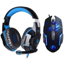 EACH G2000 Gamer Stereo Sound 2.2m Hifi Gaming Headphone Noise Reduction LED Lights Game Headset+3200PDI Pro Gaming Mouse Gift