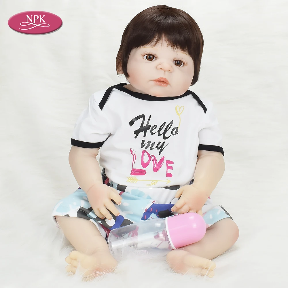 

NPK Lifelike Silicone Reborn Baby Doll For Girls Toy 57CM Full Vinyl Body Newborn Baby Fashion Doll Reborn Bebe Bonecas Menina