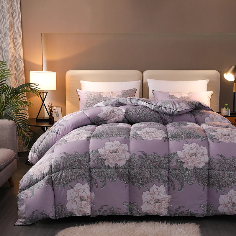 Colorful Floral Blossom Goose Down Duvet Comforter Quilted Twin