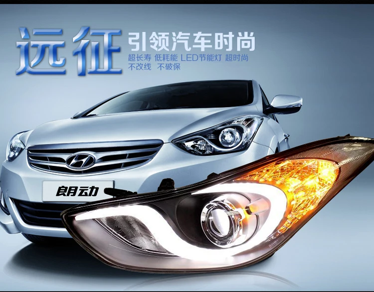 D-YL Автомобиль Стайлинг для hyundai Elantra фар 2012- Elantra светодиодный фар DRL Bi Xenon объектив высокого ближнего парковка Туман лампа