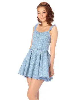 

Japanese Liz Lisa Embroidered Flower tie bow Sling Dress