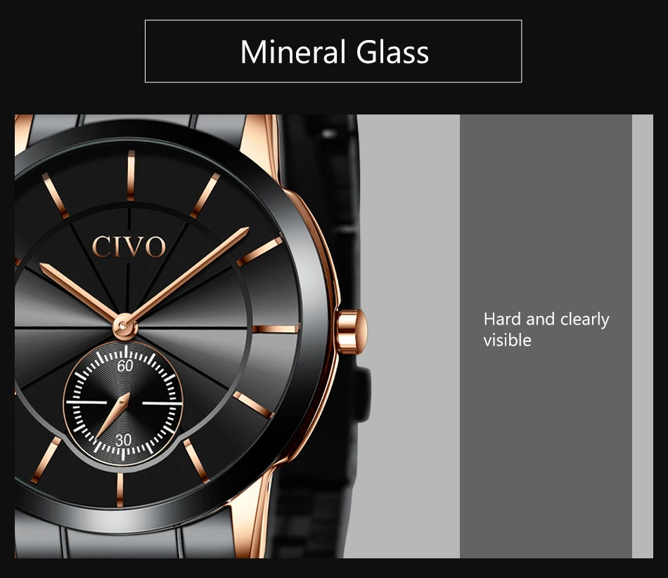 montre homme CIVO mens waterproof watches top brand luxury quartz watches men fashion sport dial clock relogio masculino