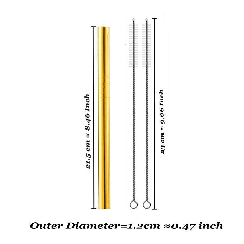 5 шт. Экологичная многоразовая солома из нержавеющей стали 304, солома из металла для смузи, набор соломинок для питья с кистью и сумкой - Цвет: Gold MA1