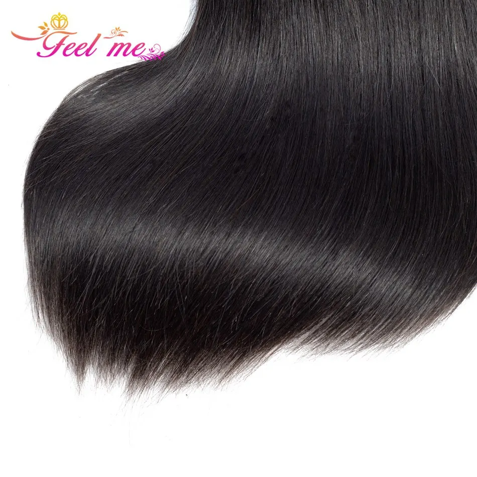 FEEL ME Peruvian Straight Hair Bundles 100% Human Hair Weave Bundles Natural Color Remy Hair Extensions Can Buy 1/3/4 Bundles