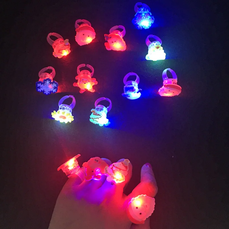 100 шт/партия СВЕТОДИОДНЫЙ мультяшный набор для вечеринки кольцо на палец мигающее светящееся кольцо игрушка Санта-Клаус светящийся палец светящаяся игрушка Рождественские сувениры