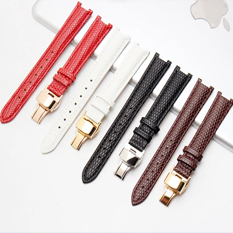 

Concave End Special Genuine Leather Watch Band 8mm X 14mm Watchband Strap Wrist Loop Belt Bracelet Folding Clasp 4523