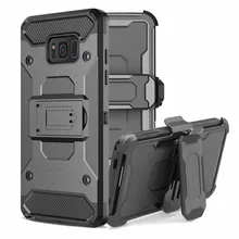 Для Samsung Galaxy S8 S8 плюс PC + Силиконовые Военная телефон случаях зажимом пояса кобура Подставка Броня телефона чехол для Samsung g9500 /S8 +