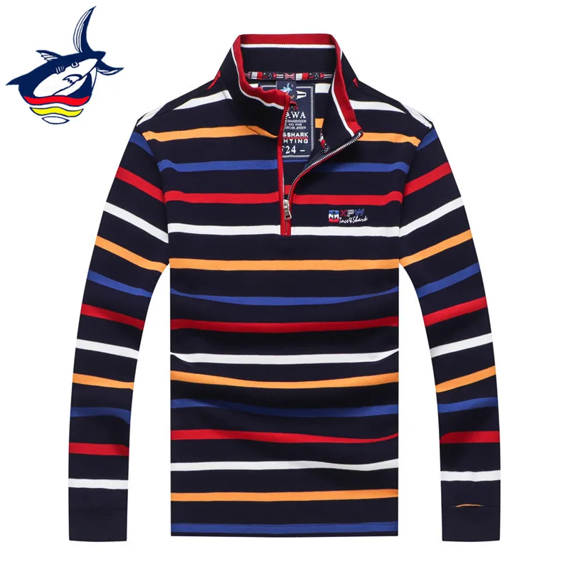

New fashion Tace & Shark brand sweater men high quality stand collar half zipper striped sweater wool pullover men knitwear