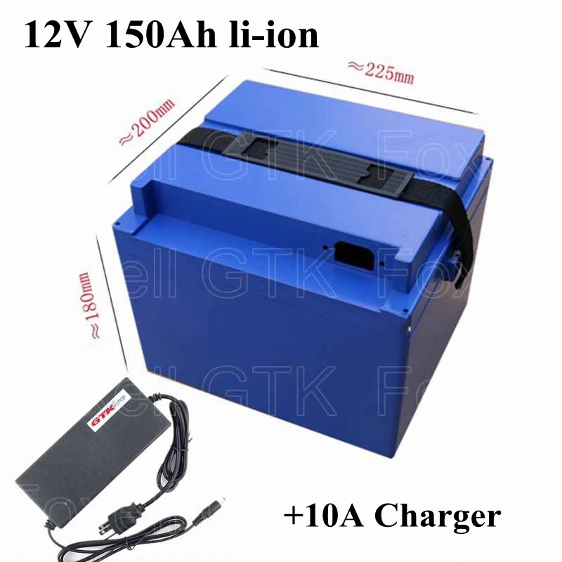 

12v 150Ah lithium li ion battery 12v battery pack bms 100A for escooter campers motor home solar energy storage+10A charger