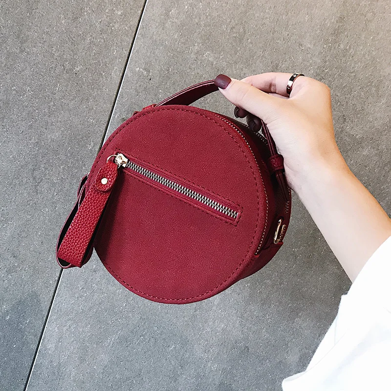 

Scrub PU New Brand Designer Round Women Crossbody Bag Casual Female Messenger Bag Fashion Handbag Lady Cute Shoulder Bag