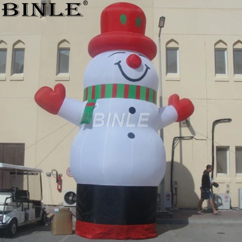 Воздуха рекламные Крытый Открытый Большой смайлик Рождественский надувной снеговик с красной шляпой для украшения праздника