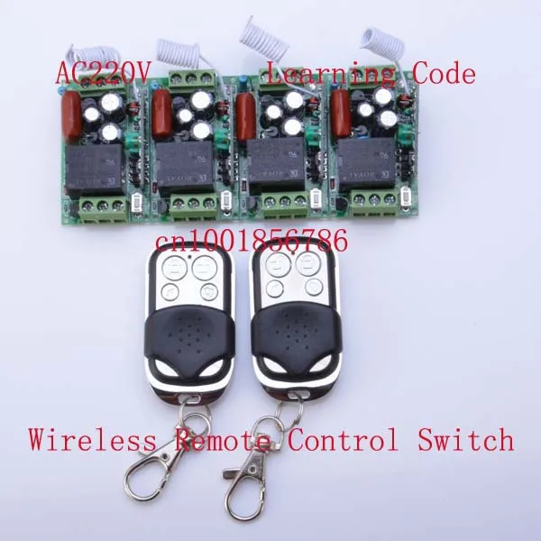 

220V 1CH 10A RF Wireless Remote Control Power Switch System ;4 Receivers(Mini size)+2Transmitter M T L output state is adjusted