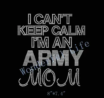 

YX Factory Rhinestone Transfer "Keep Calm Army Mom" Hotfix Iron On Design iron on
