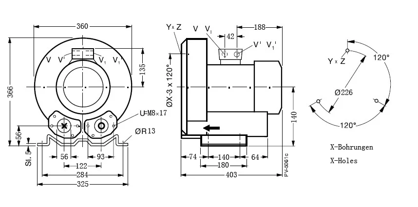 2RB630-7AH26 3KW/4HP высокое давление большой воздушный поток Кольцо Воздуходувка/рыбоводство открытый турбо Воздуходувка/вакуумный насос