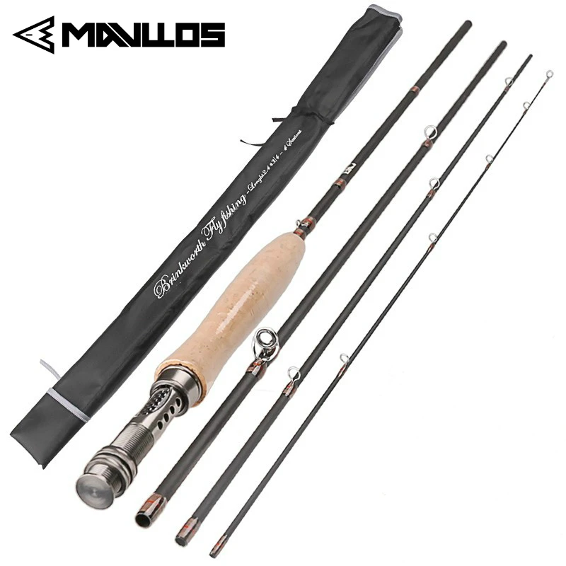 Mavllos 8Ft 2.4M/9Ft 2.7M Canna Da Pesca A Mosca In Fibra Di Carbonio 3/4 5/6 Wt Manico In Sughero Ad Azione Media Veloce 4 Sec Canna Da Mosca Leggera
