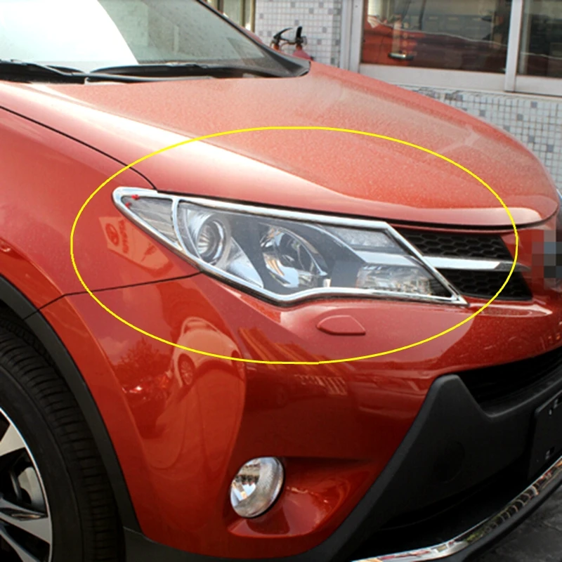 

For Toyota RAV4 RAV 4 2013 2014 2015 ABS Chrome Front Head Light Lamps Covers Trim Headlight Decoration Hood 2pcs/set