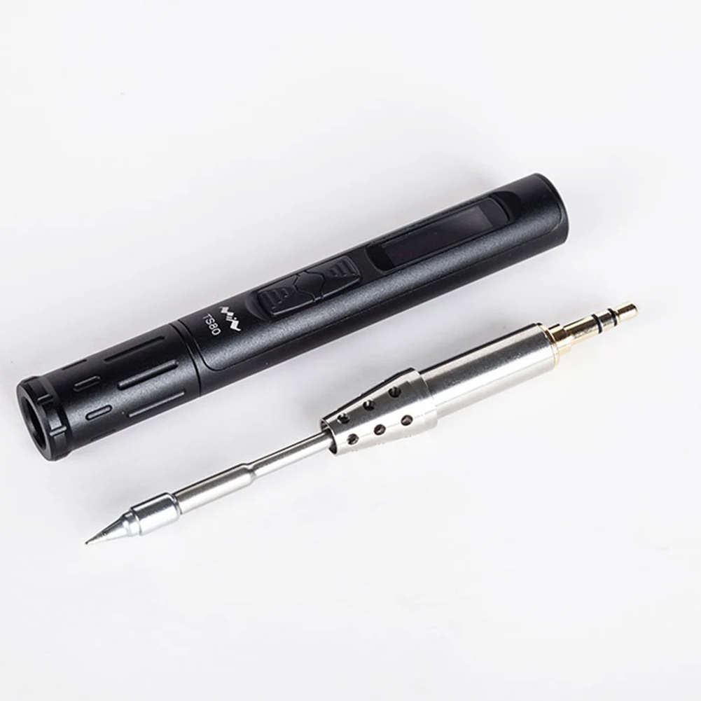 

Mini TS80 Portable Electric Soldering Iron Adjustable Temperature Digital Solder Station OLED Display USB Type C Power Jack