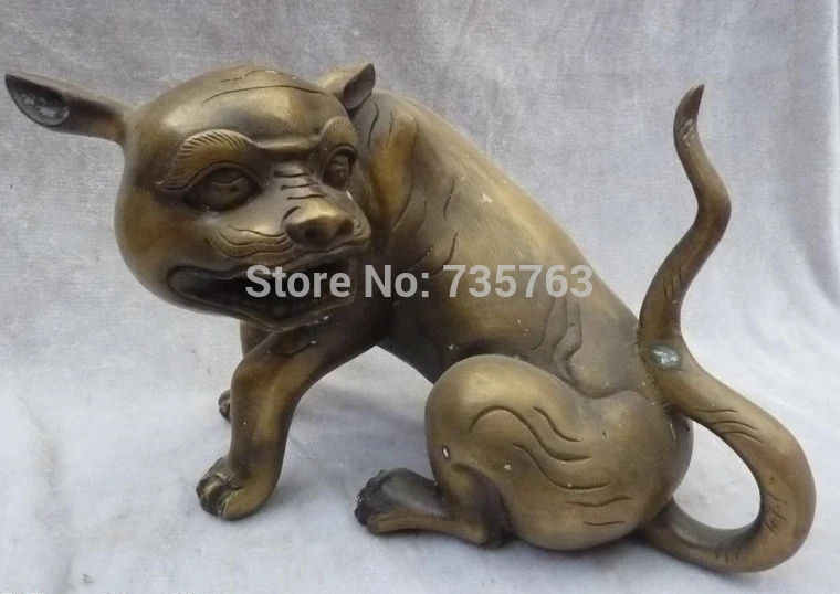 

xiuli 001377 Chinese Bronze handwork carved eximous feral lifelike tiger wild animals Statue