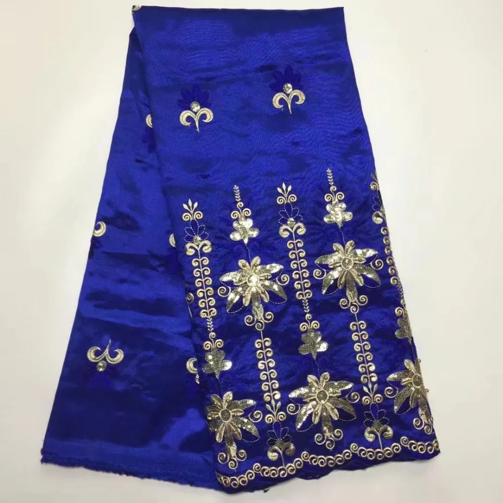 

African george lace fabric Nigerian Style satin george lace fabric Embroidered with sequins&beads for wedding dress