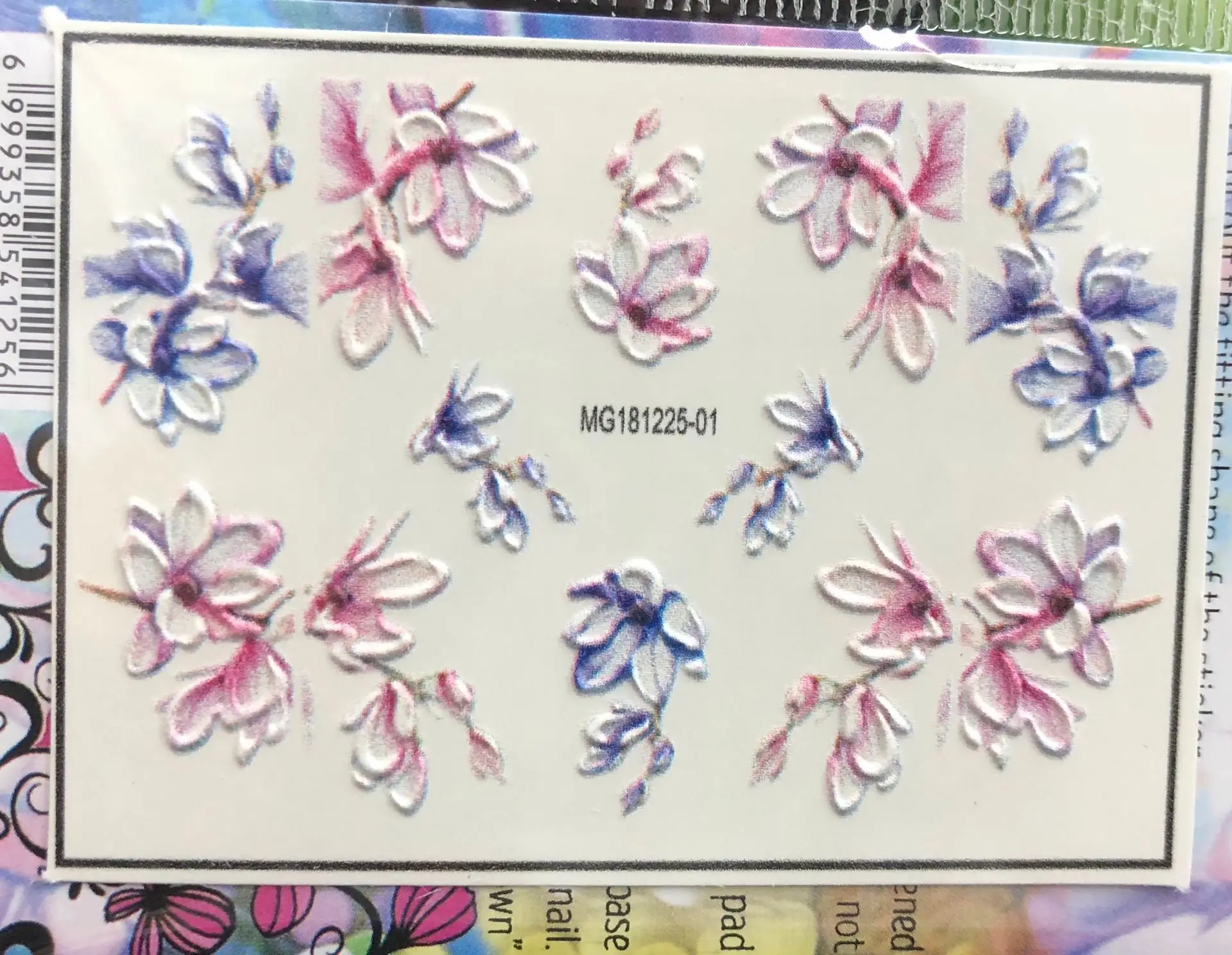 3D nail decal Floral water transfer Fashion sticker Nail wraps 3 d slide nail art#3D0004