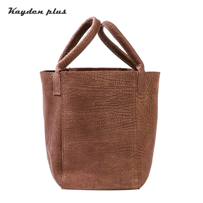 

2018 New Bucket Bag Women Genuine Leather Handbags Fashion Vegetable Basket Bag Handmade Small Shoulder Bag