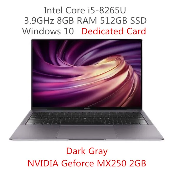 Ноутбук HUAWEI MateBook X Pro Windows 10 Intel Core I5 8265U i7 8565U 8 ГБ ОЗУ 512 ГБ SSD ПК отпечаток пальца - Цвет: Dark Gray