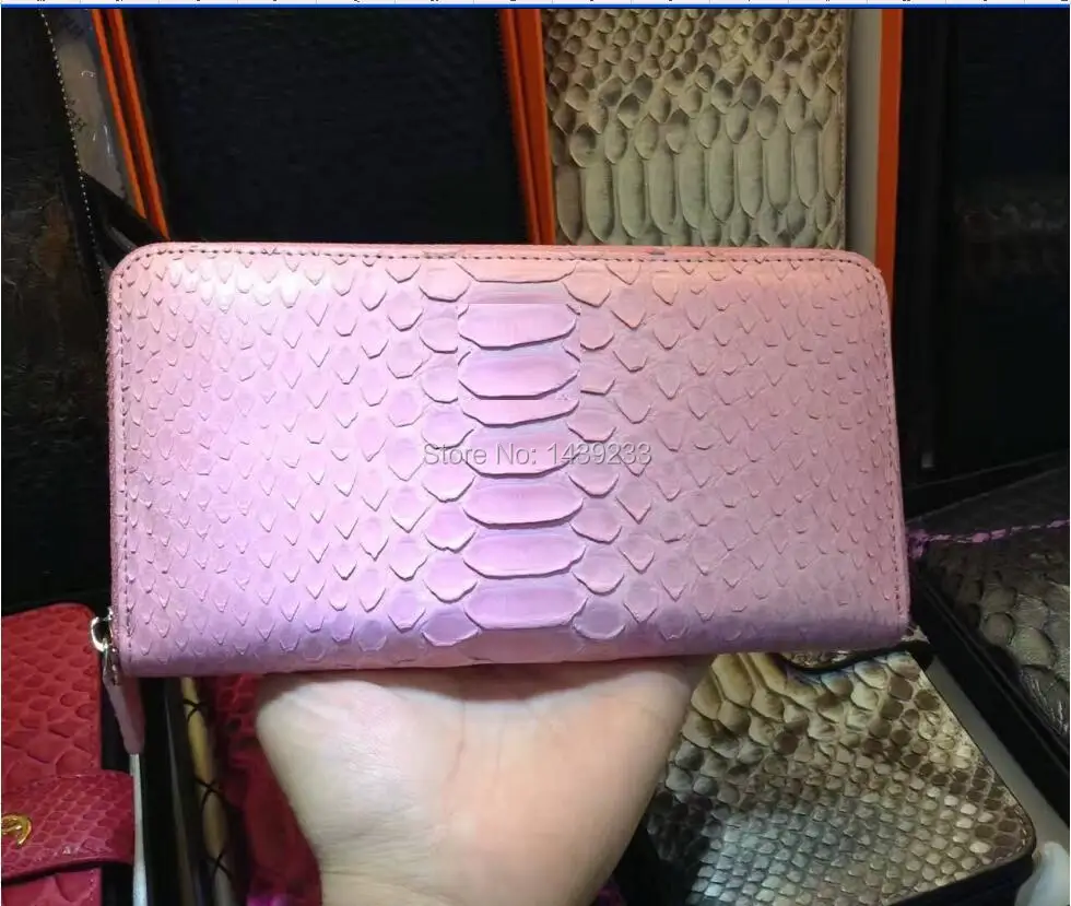 

2017 Newest Fashion 100% Genuine python skin leather long zipper women wallets and purse, original matt snake skin women wallets