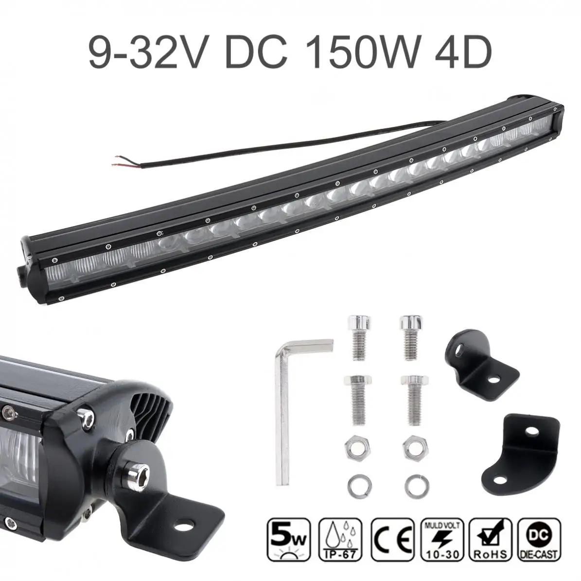 

31 Inch 4D Offroad Light Bar 150W 15000LM 6500K Car LED Curved Work Light Waterproof Auto Combo Driving Lamp