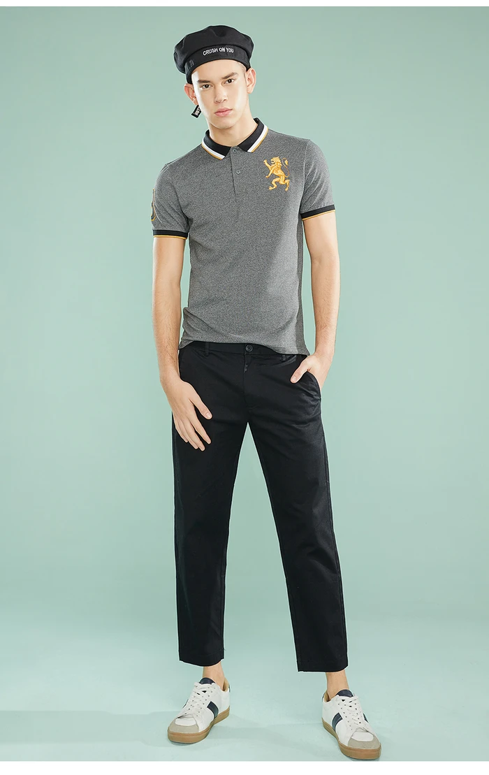 Giordano поло мужское slim fit футболка Polo с короткими рукавами и принтом рубашка груди выполнена из хлопка и спандекса рубашка поло мужская