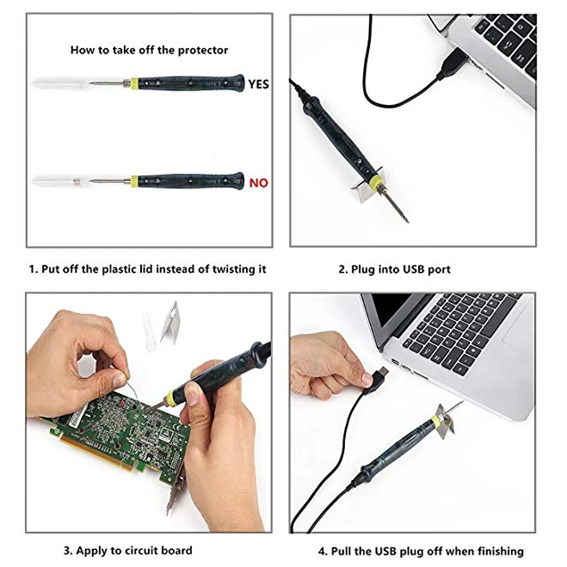 QUK Мини Портативный USB 5 в 8 Вт Электрический паяльник паяльная ручка сварочный пистолет ручные инструменты комплект быстрый нагрев сжигание советы