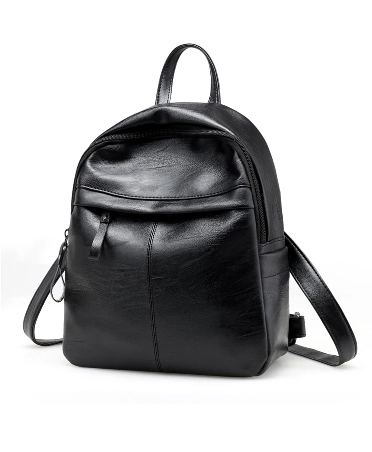 Backpack Women Leather Bag High Quality Zipper solid color Fashion Casual schoolbag for Girls Mini women backpack schoolbag