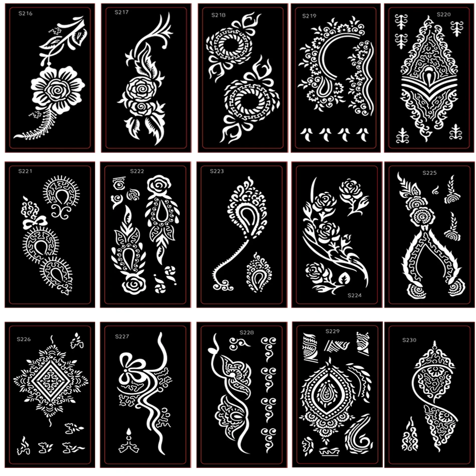 3 шт. трафареты Mehndi hna для женщин краски тела и лица художественные шаблоны