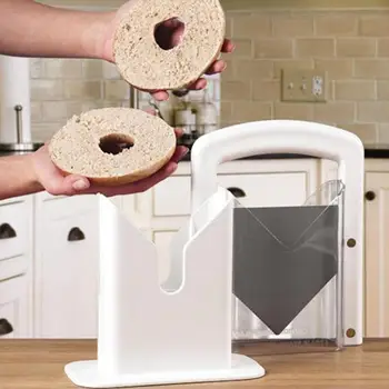 

New Stainless Steel Non-Stick Bagel Cutter Guillotine Slicer Knife For Muffins, Buns, Rolls, Breads Kitchen Tools