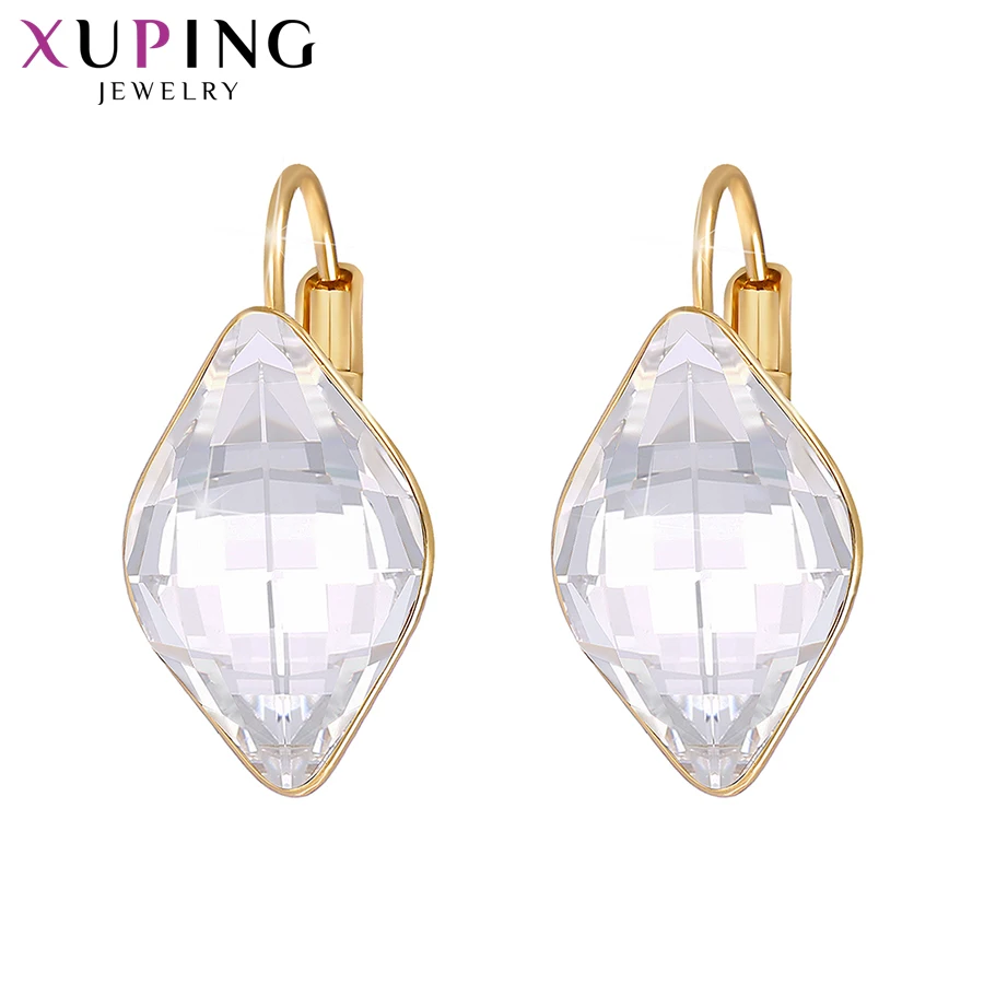 Xuping, серьги-кольца, кристаллы от Swarovski, амулеты, стильные, золотого цвета, ювелирные изделия для работы, вечерние, элегантные, женские подарки, S190-20529