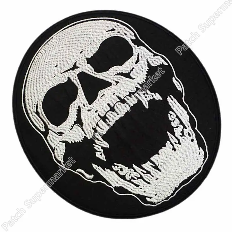 

11.8" XXL Screaming Skull HEAD Biker Rockabilly Punk Rock Outlaw MC Embroidered Motorcycle Biker Vest Patch IRON ON Badge emblem