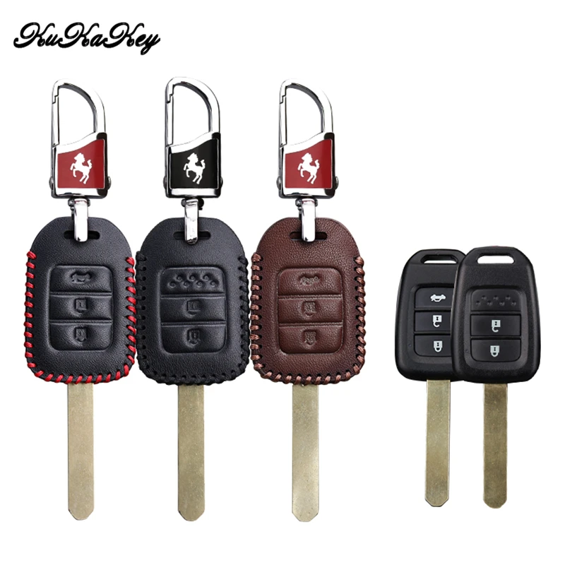 Кожаный чехол KUKAKEY для автомобильного ключа с двумя и 3 кнопками Honda XRV CRV Accord Crown