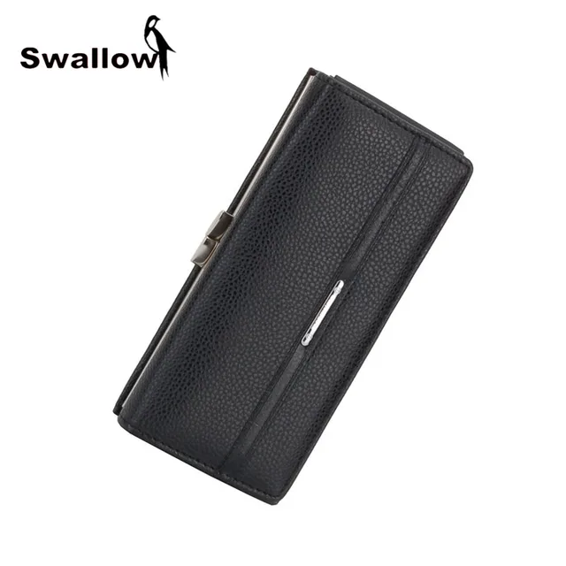 SWALLOW Hasp Leather Women Wallets And Purse Luxury Brand Women Coin Purses Long Leather Wallet Lady Clutch Carteira Feminina