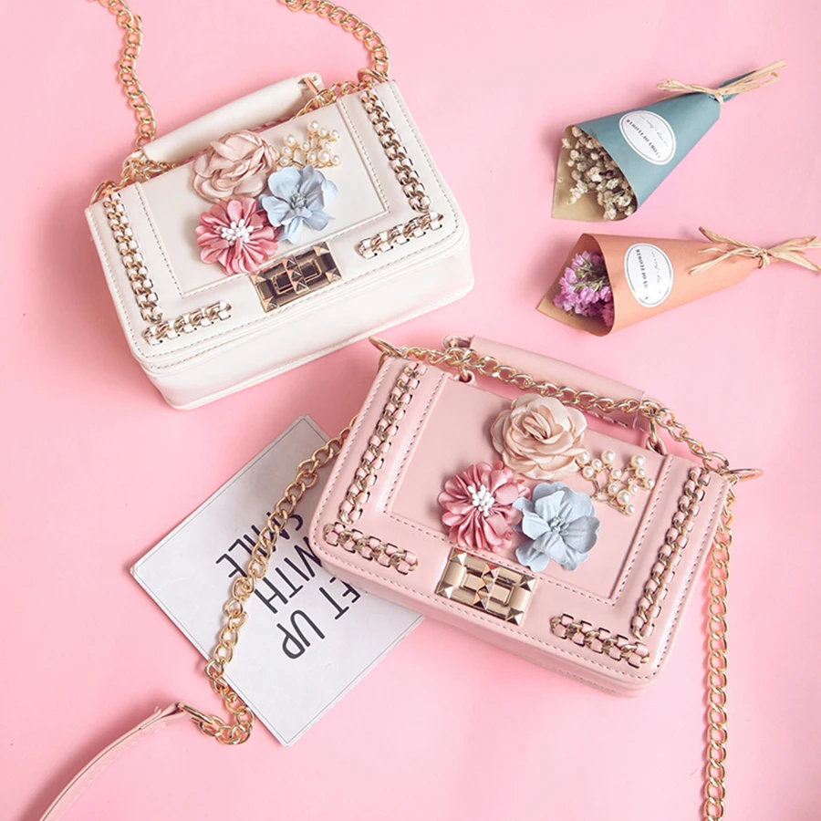 Women 3D Floral Mini Handbags Ladies Famous Brand Luxury Chains Shoulder Bags Female Shopping Crossbody&Messenger Bag Ladies Bag