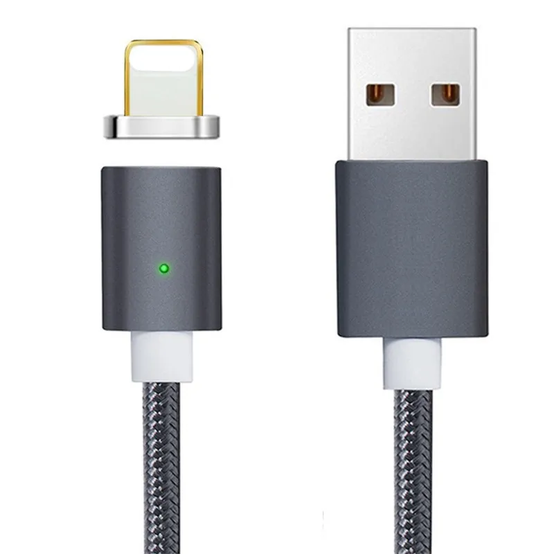 Grey SUNPHG 1 м Магнитный кабель 2.4A для iphone Быстрая зарядка кабель для передачи данных USB магнит Провод зарядное устройство для iphone X 6 7 8 для iPad Air - Тип штекера: Grey
