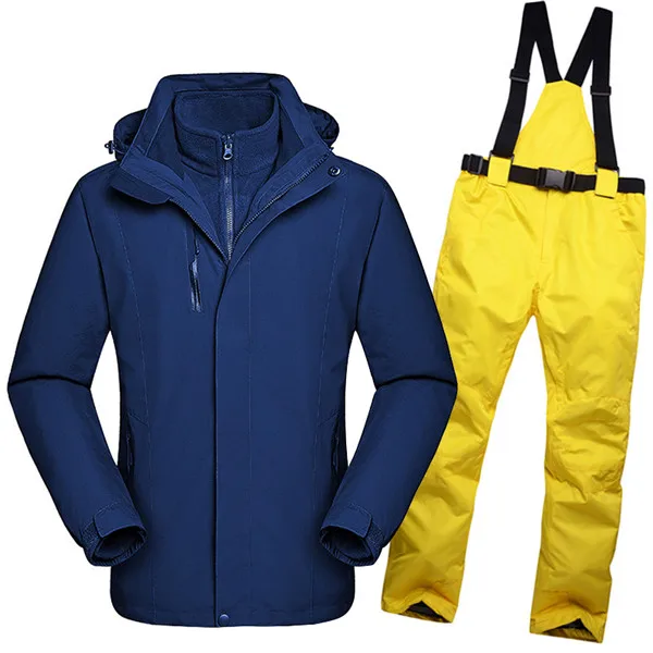 CCIVICFREE, зимний лыжный костюм для мужчин, уличная лыжная куртка и штаны, зимние теплые водонепроницаемые ветрозащитные лыжные и сноубордические костюмы - Цвет: R    Yellow pants