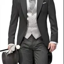 Утро Стиль одна кнопка Серый Жених Смокинги для женихов Для мужчин свадебные костюмы для выпускного Жених(куртка+ Брюки для девочек+ жилет+ галстук) k: 603