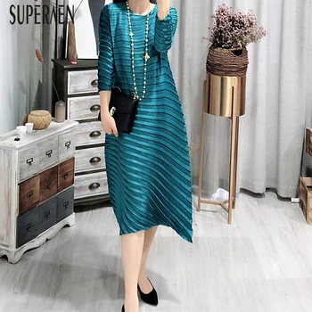 

SuperAen 2019 Spring New Fashion Women Dress Pluz Size Solid Color Wild Temperament Dress Female Europe Women Clothing