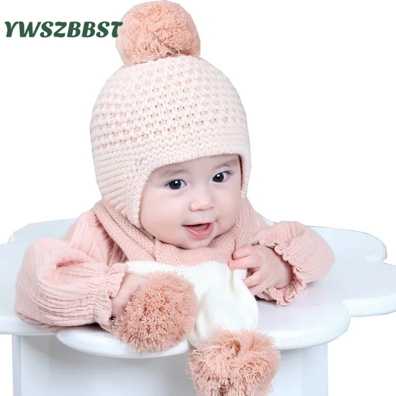 Children Winter Hat For Girls Hat Knitted Beanies Cap Pom Pom Thick