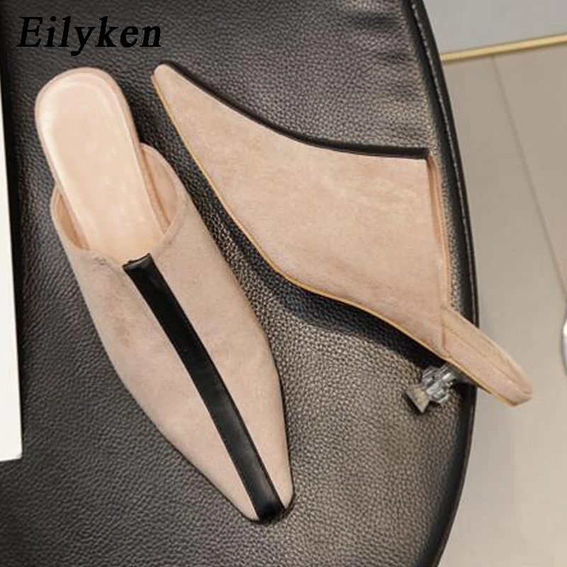 

Eilyken Slippers For Woman Pointed Toe Fashion Strange Style Heel High 5CM Slides Shoes Female Mules Shoes Women Summer
