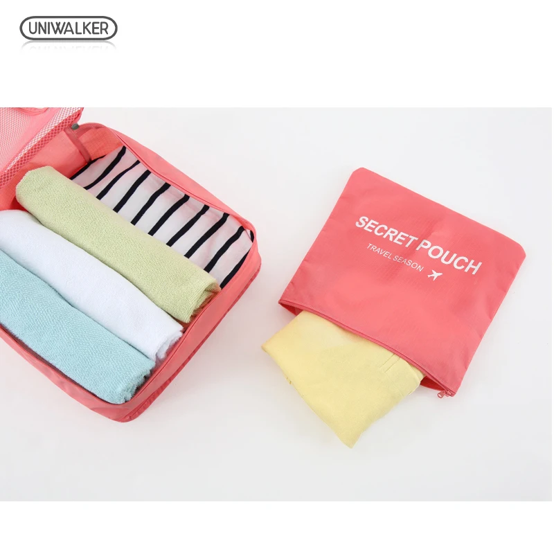 6 Pcs Uniwalker Brand Travel Storage Bag Set For Clothes Tidy Organizer Pouch Suitcase Home Closet Divider container Organiser