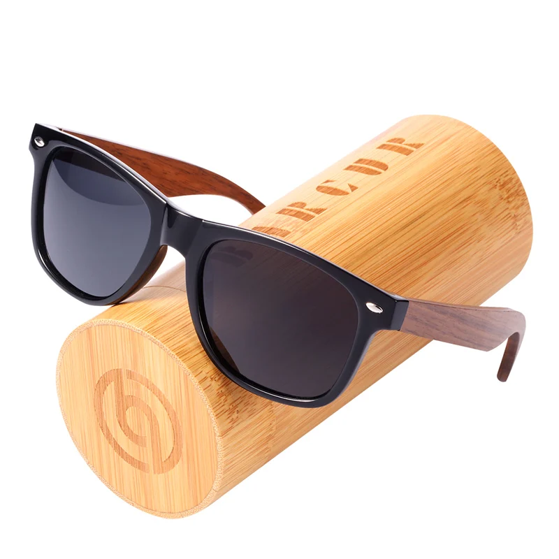 BARCUR поляризованные солнцезащитные очки грецкий орех солнцезащитные очки мужские с пластиковой рамкой деревянные ножки очки бамбуковые оттенки - Цвет линз: Walnut